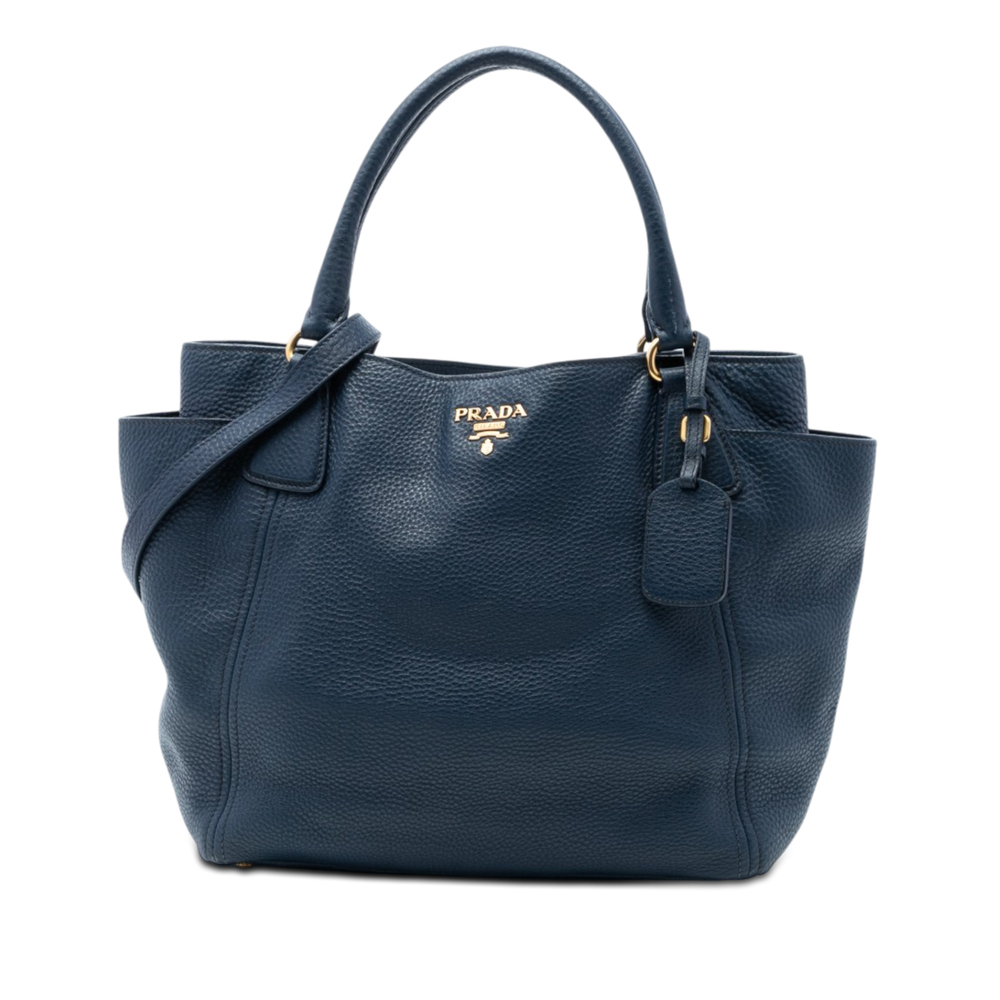 Pre-Loved Prada Vitello Daino Side Pocket Convertible Tote - Picture 1 of 6